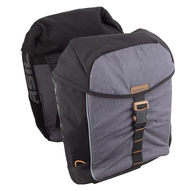Basil Miles Double Pannier Bag Black 13.4x7.5x17in UBS / Straps | Pannier Bags - Image 2