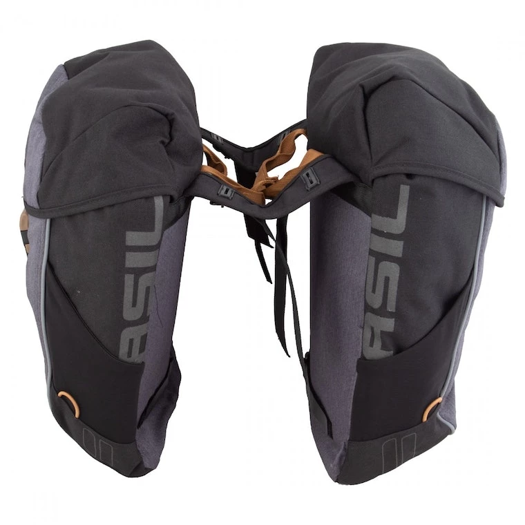 Basil Miles Double Pannier Bag Black 13.4x7.5x17in UBS / Straps | Pannier Bags - Image 3